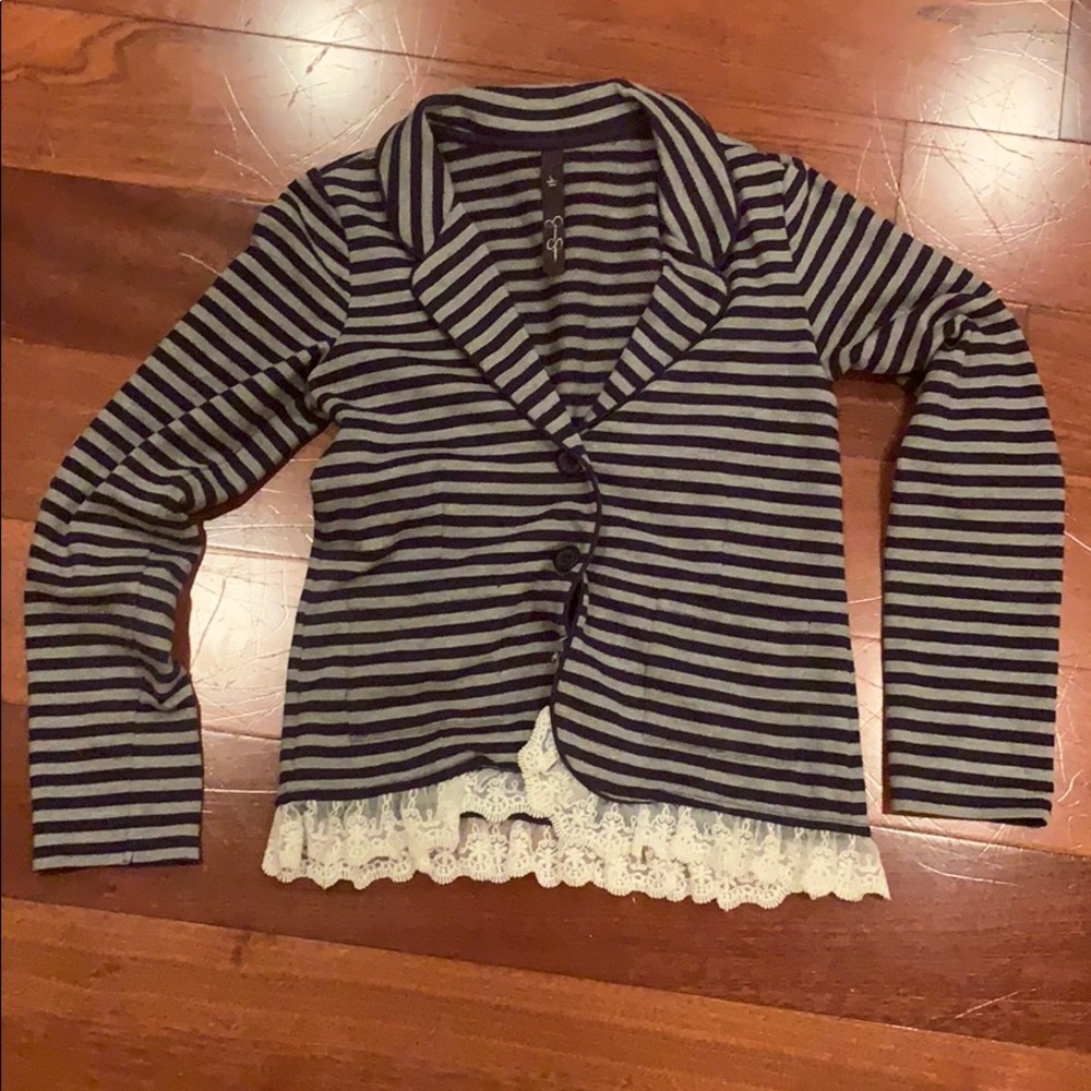 striped jessica simpson blazer with lace
